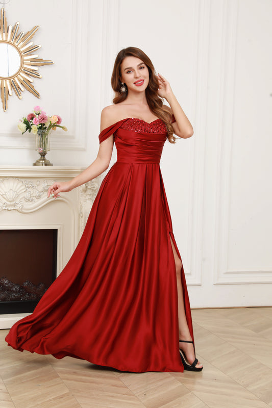 Robe Satin avec Strass